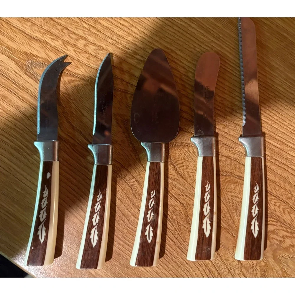 VTG MCM Regent Sheffield UK Stainless Knife & Cheese Set - Treasure Chest Box